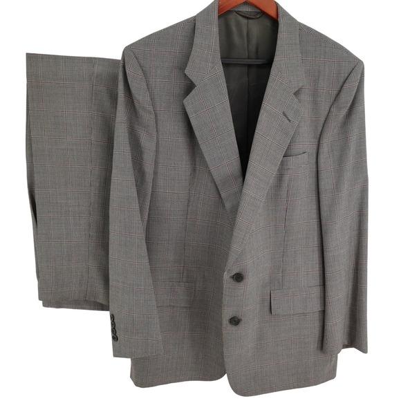 Vintage Christian Dior Monsieur Mens Plaid Two Button Suit Blazer & Pants Flaws - Picture 1 of 16
